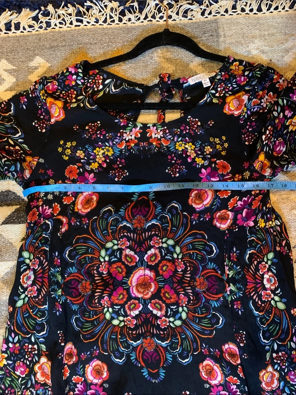 Black Floral Medallion Shift Dress - Picture 8 of 8